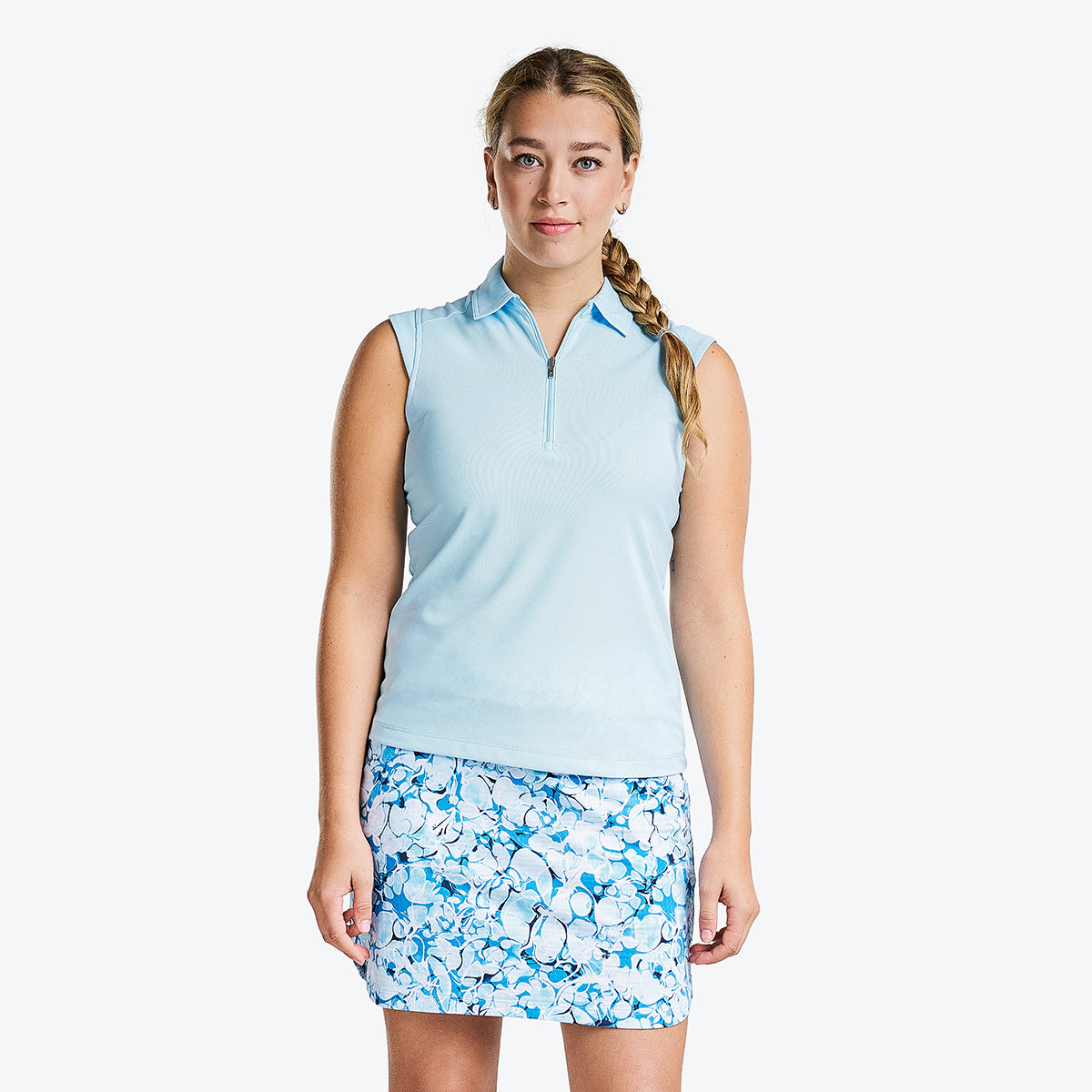 Nikki Sleeveless Polo Ice Blue