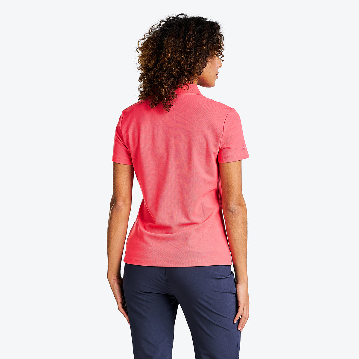 Brenna Mock Neck Polo Shirt in Geranium