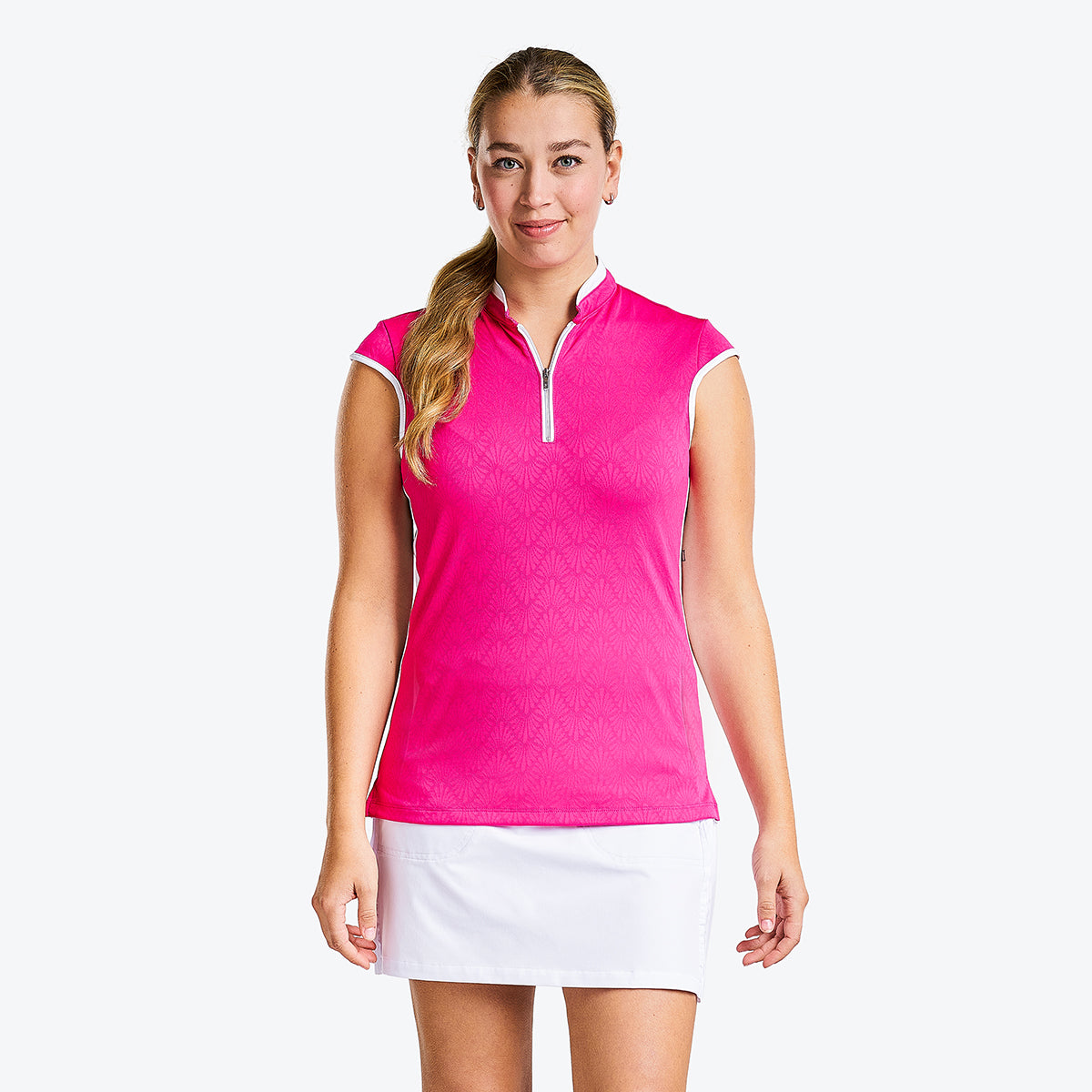 Brianna Sleveless Mock in Magenta