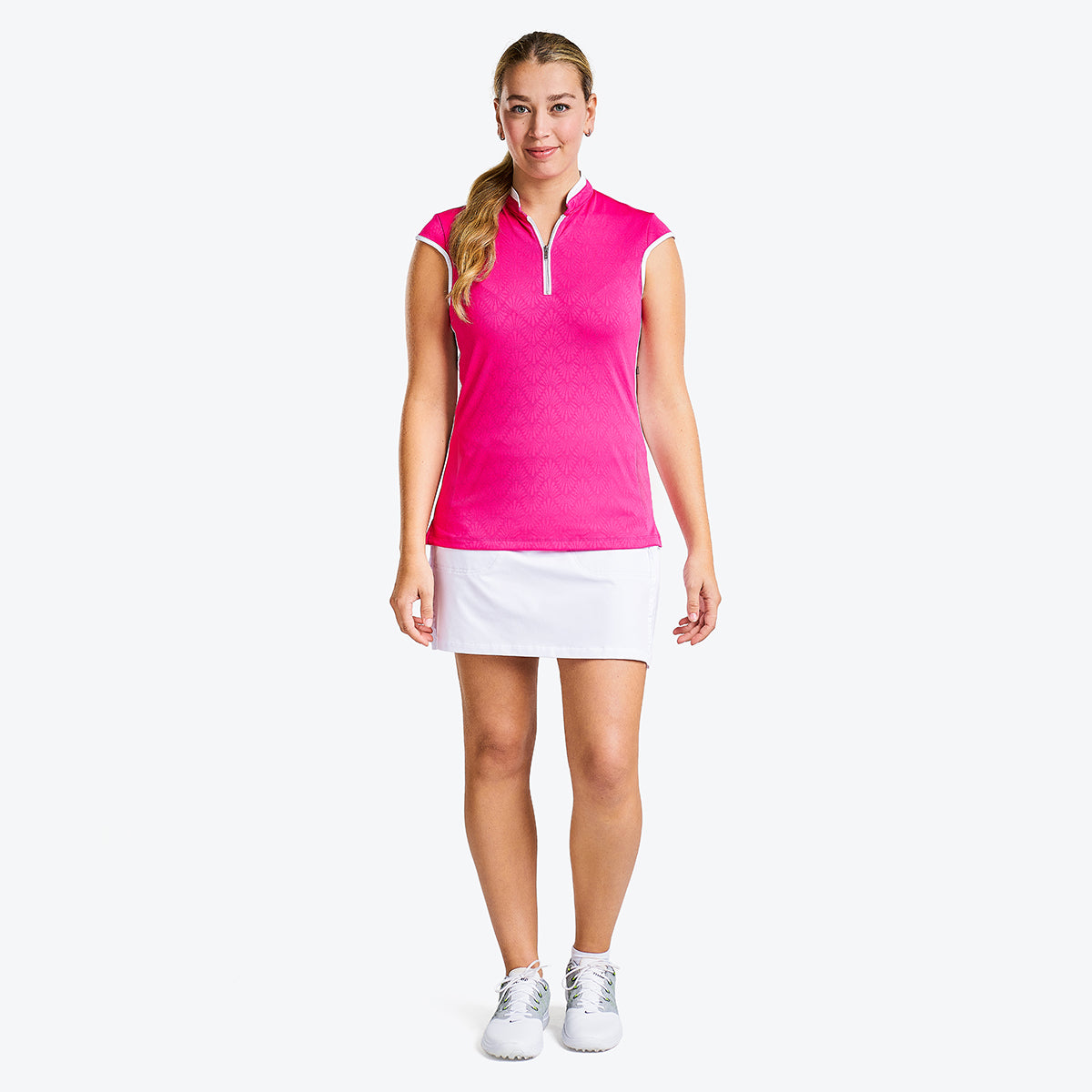 Brianna Sleveless Mock in Magenta