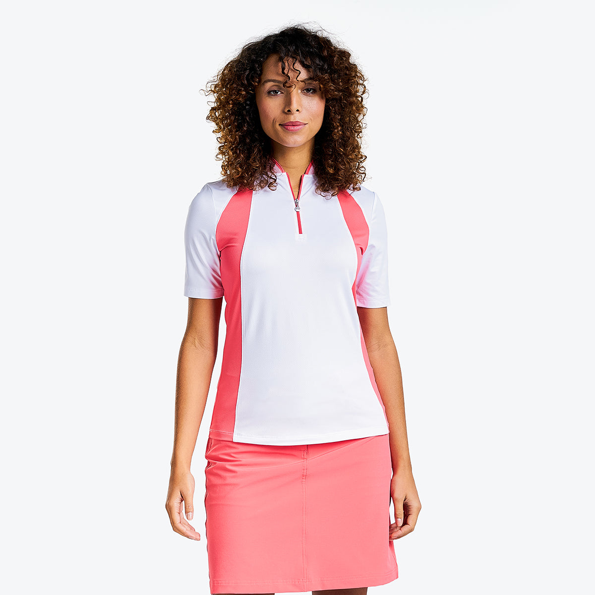 Cali Short Sleeve Mock in Geranium
