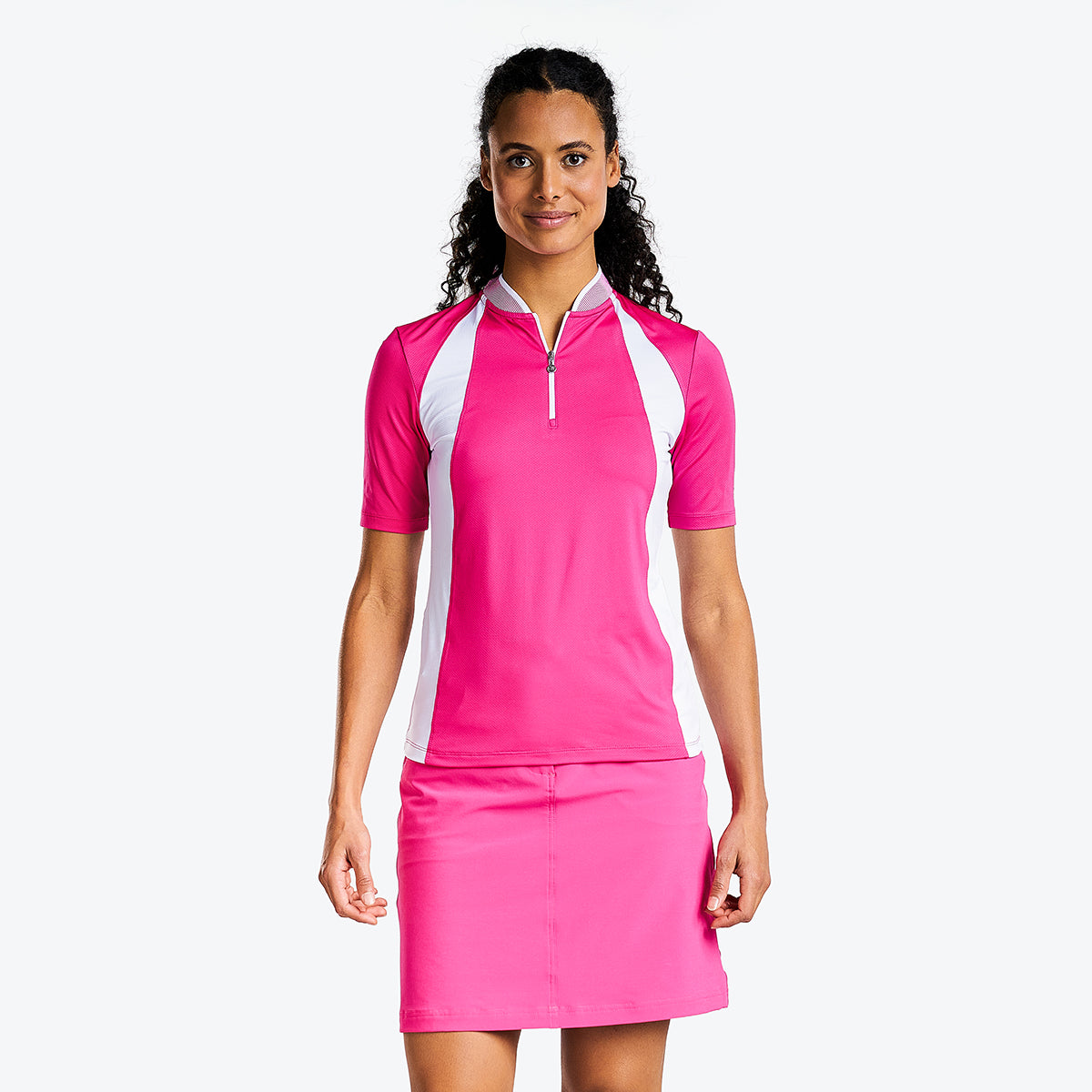 Cali Short Sleeve Mock in Magenta