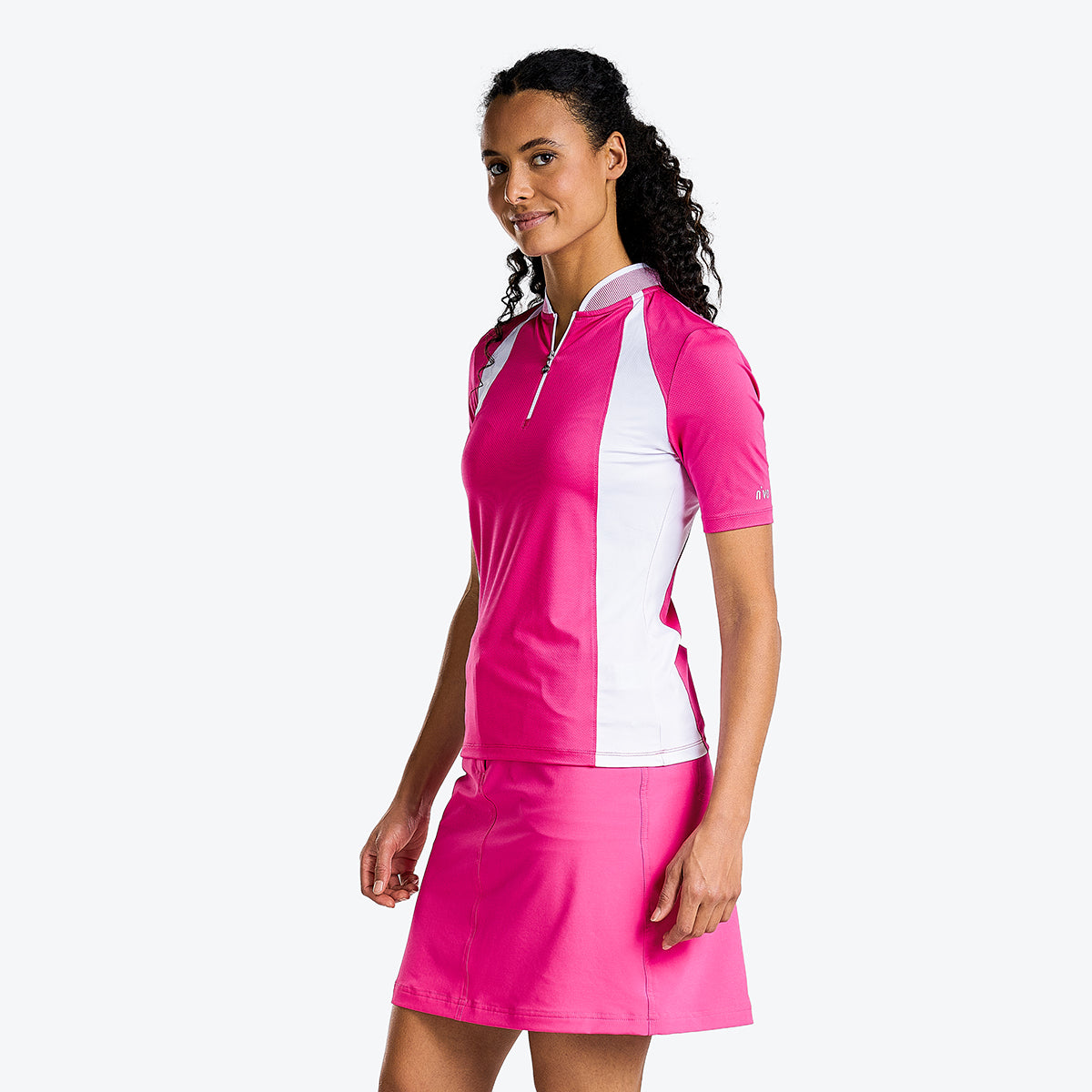Cali Short Sleeve Mock in Magenta