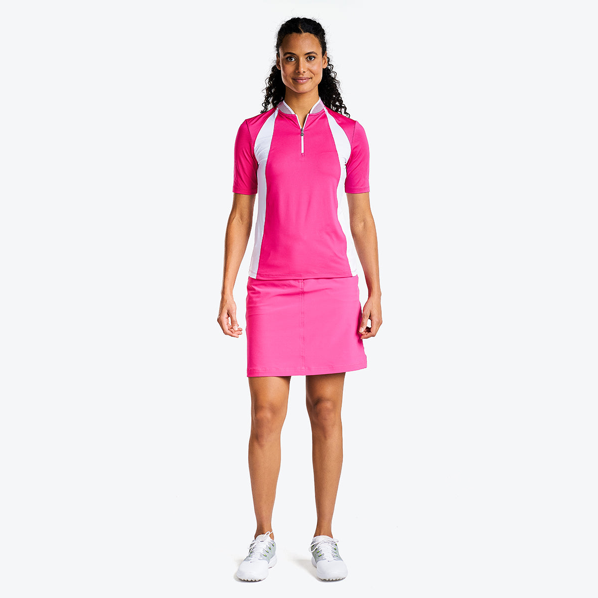 Cali Short Sleeve Mock in Magenta