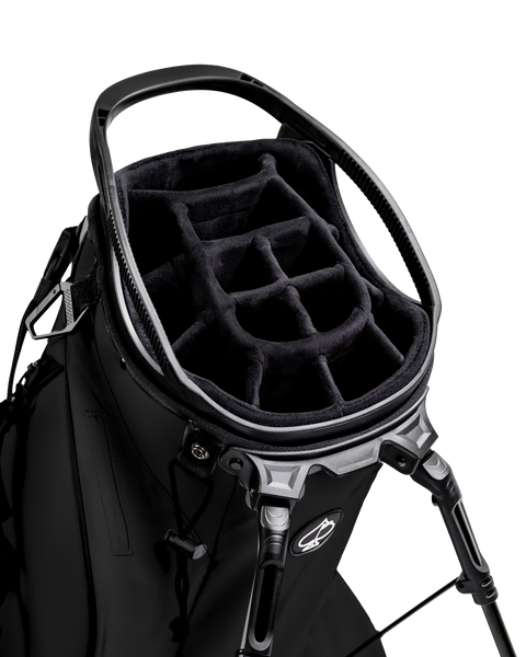 Player Preferred™ Golf Bag in Obsidian color, featuring a 14-slot top and multiple pockets for storage.