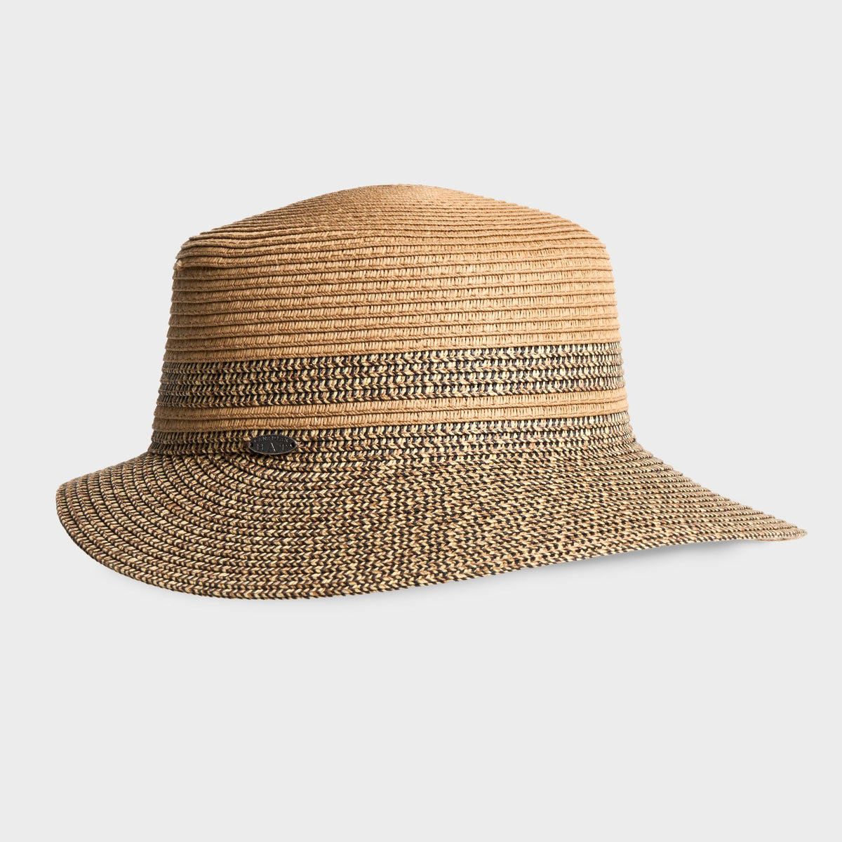 Caylee Casquette Large Bicolore avec un detail en paille naturel