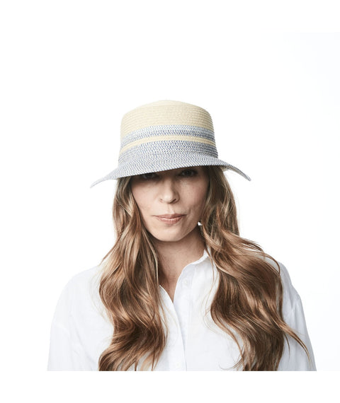 Caylee Casquette Large Bicolore avec un detail en paille naturel