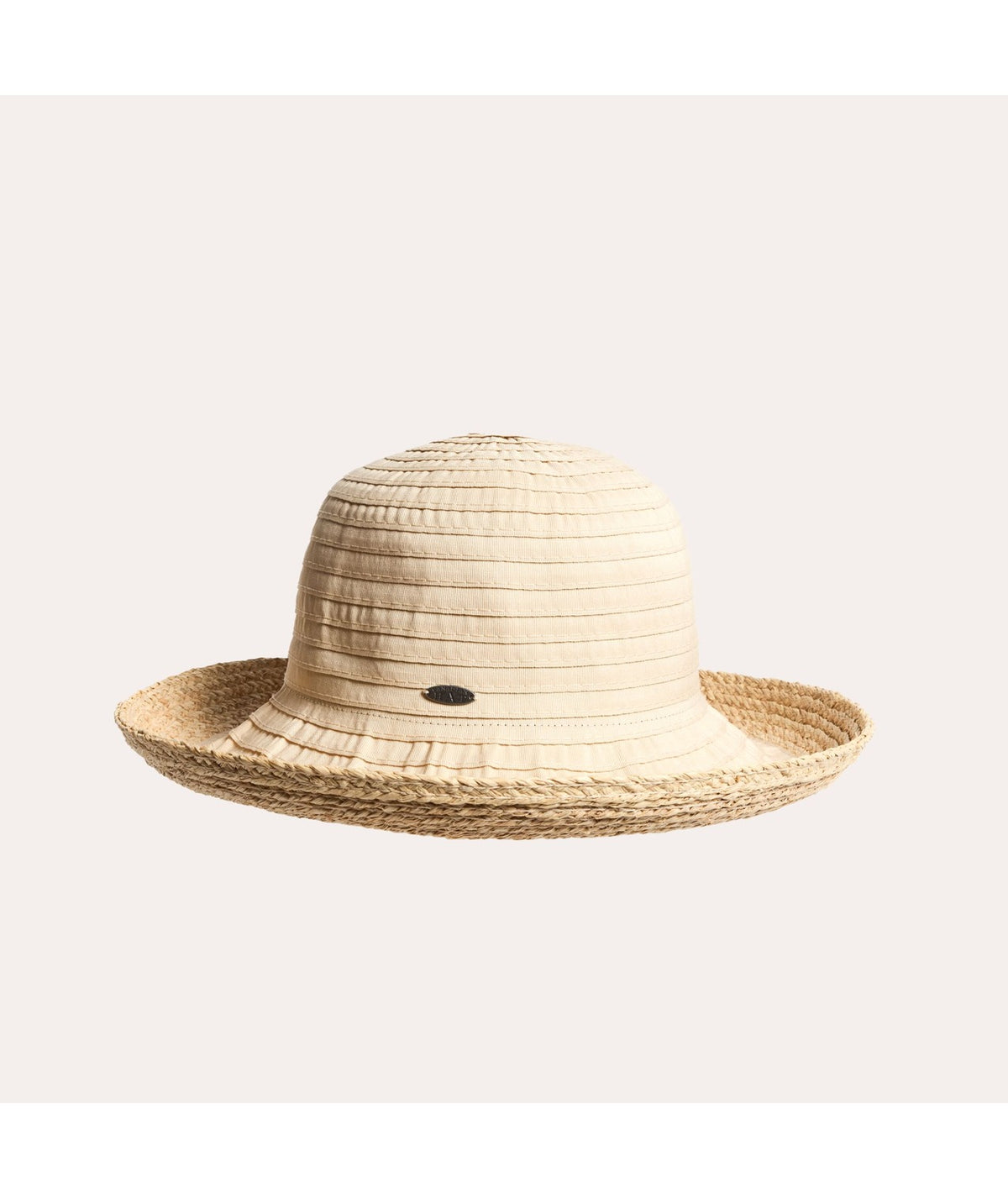  Cally - Cloche en rubans avec paille de raphia beige