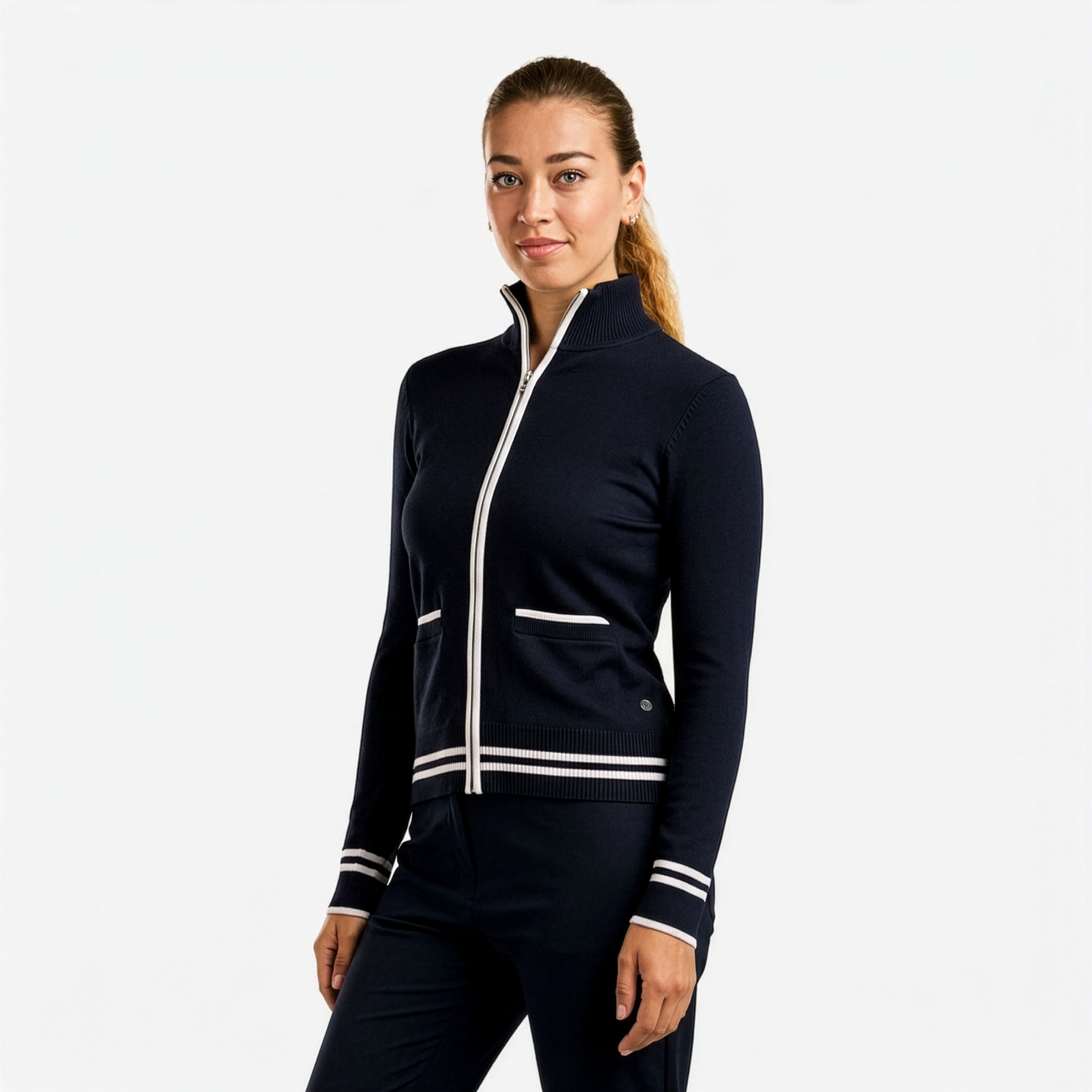 Scarlet Zip Cardigan Navy – NVO Sport