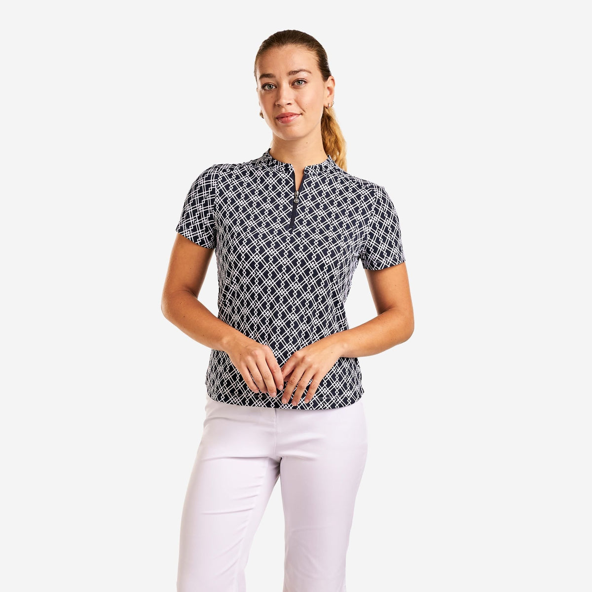 Lynda Haut à col montant Bleu Marine Blanc