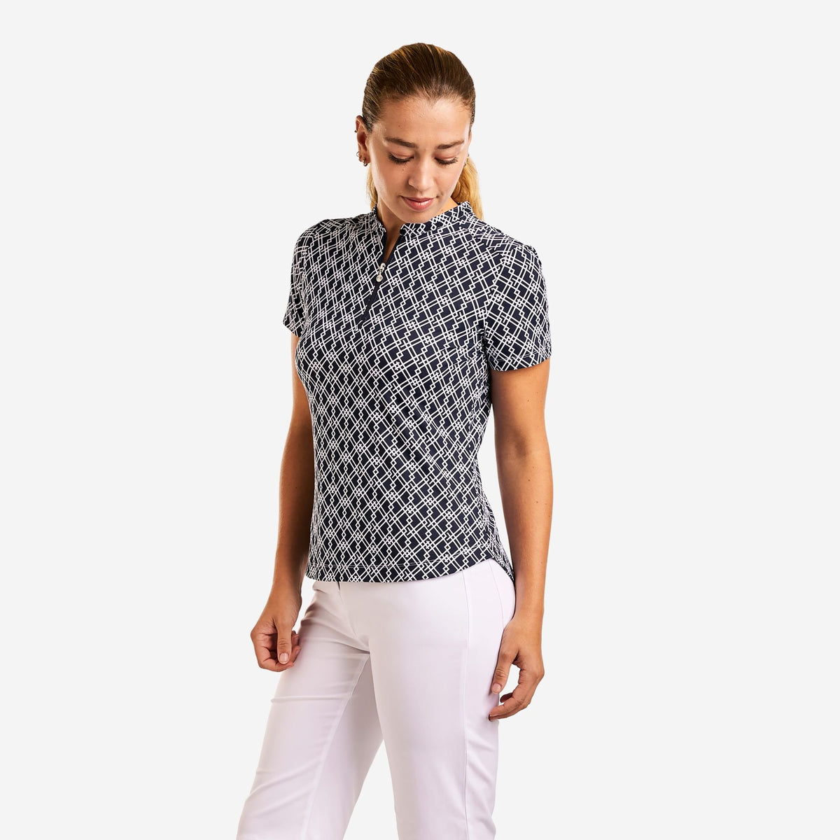 Lynda Haut à col montant Bleu Marine Blanc