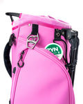 Bold pink Player Preferred Golf Bag featuring a sleek design and convenient pockets for golf accessories.