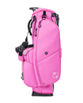 Bold pink Player Preferred Golf Bag featuring multiple pockets and a sleek design for stylish golfers.