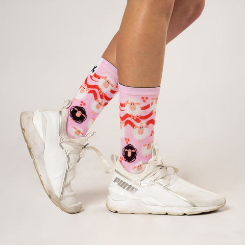 Chaussettes mi-mollet - Mouton rose