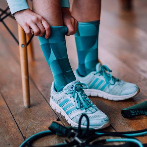 Chaussettes mi-mollet - Bleu sarcelle