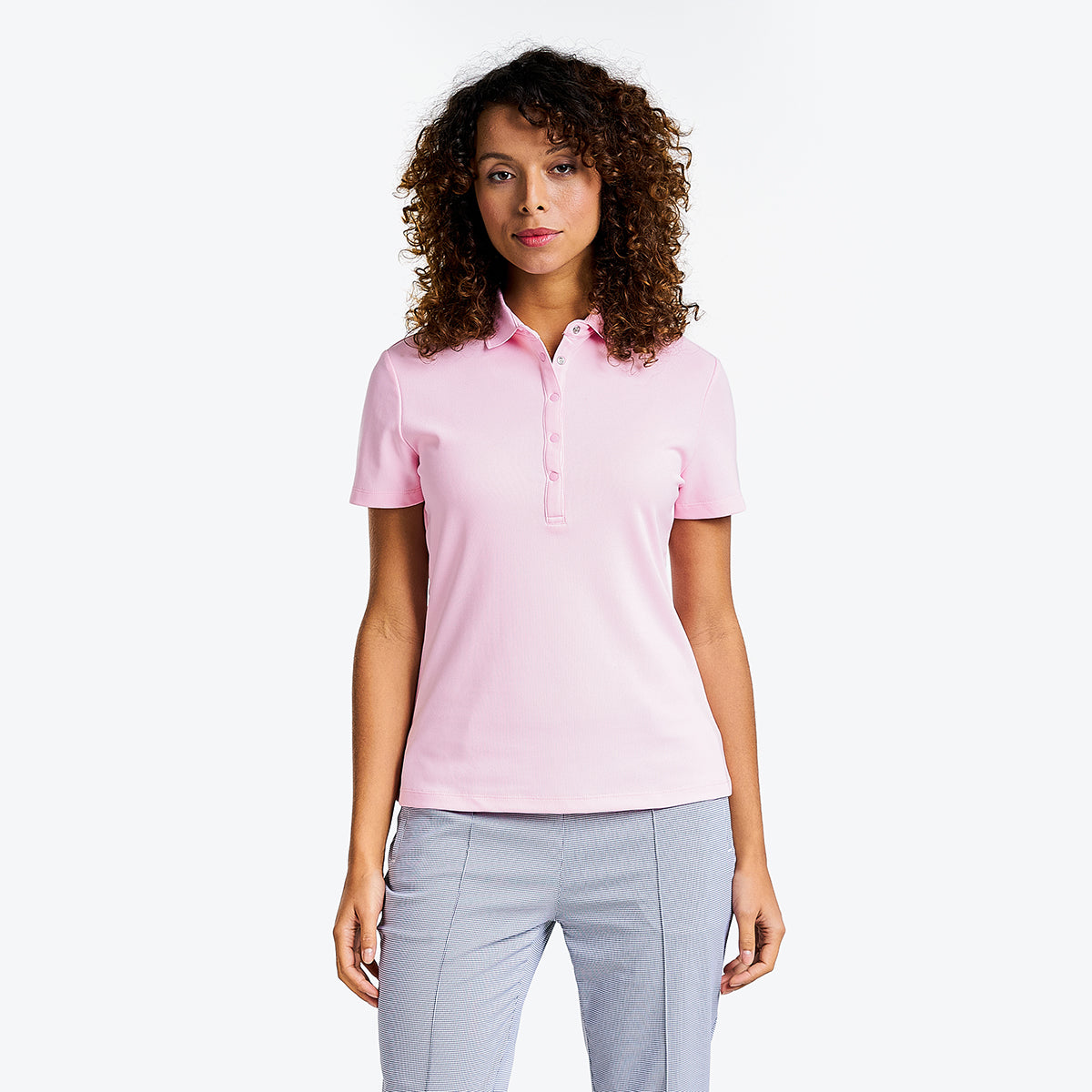 Women's Brenna Mock Neck Polo Shirt Quiet Pink by NVO sport – NVO Sport