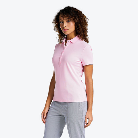 Brenna Mock Neck Polo Shirt in Quiet Pink