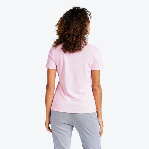 Brenna Mock Neck Polo Shirt in Quiet Pink
